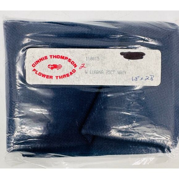 Ginnie Thompson Flower Thread 25 Count Lugana Needlework Cross Stitch Navy Blue - Picture 1 of 4